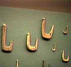 Native American visitors to the Falls of the Ohio used fishhooks made from bone.