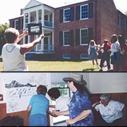 Arts Academy teachers participate in a drawing exercise at Riverside, The Farnsley-Moremen Landing, a historic home in Louisville.