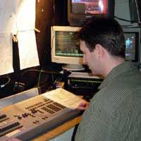 About the photo: Sparber is seen at the lighting board and on the set of CNN’s Lou Dobbs’ Moneyline.